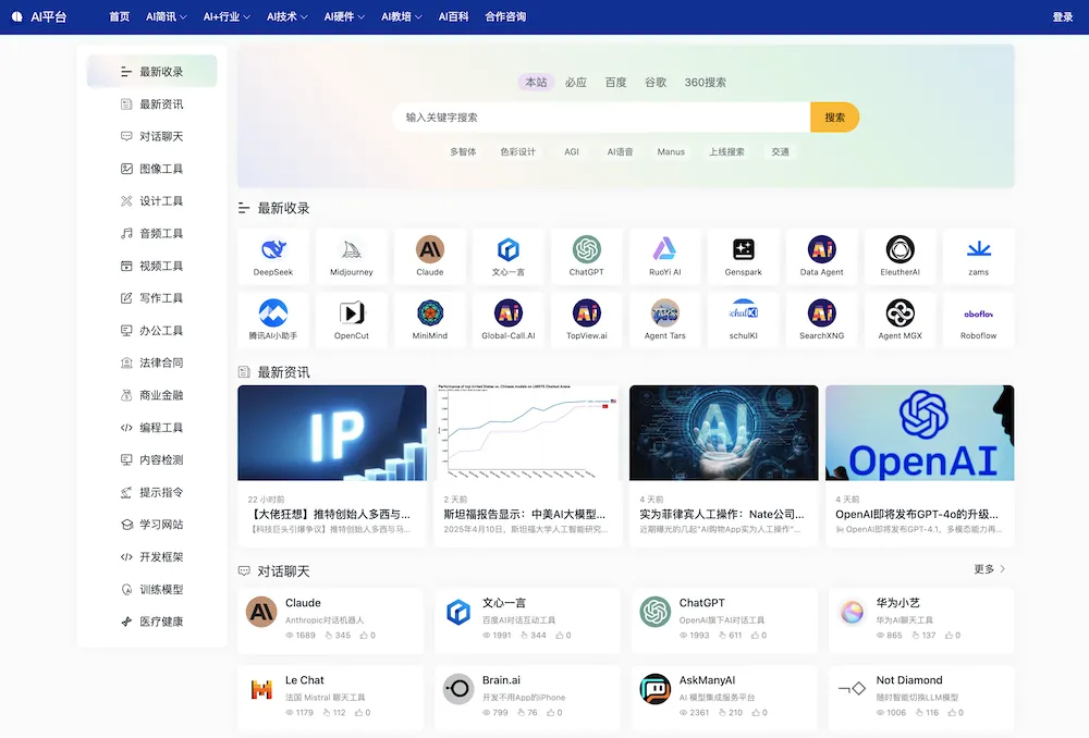 AI资源网址导航模版
